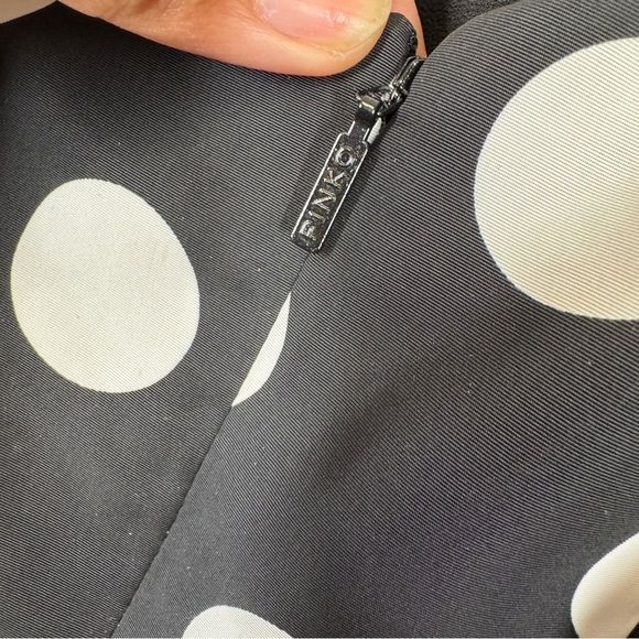 Pinko Classic Pin Up One Shoulder Black White Polka-dots Mini Dress Size 1 - Picture 5 of 14